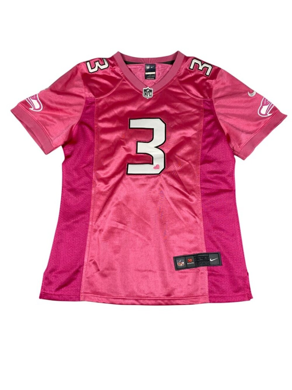 Nike Womens NFL Russell Wilson Pink Breast Cancer Awareness Jersey Size L